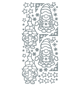 JEJE Peel-off sticker 501301 Gnomes, Christmas, Zilver