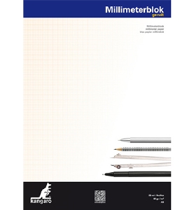 Kangaro K-5595 Millimeterpapier/ontwerpblok A3/80grs/25vel