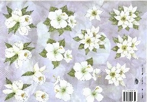 Tierelantijntje 3D knipvel 2269 Witte bloemen