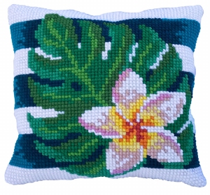 Needle Art World kussen borduurpakket LH9-021 Monstera blad