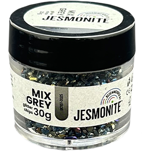 Jesmonite Glitter Chips Grijs Mix 30gram