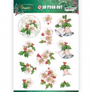 3D Push-Out vel SB10481 Jeanine/Christmas Flowers/Pink Chris