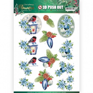 3D Push-Out vel SB10480 Jeanine/Christmas Flowers/Lantern