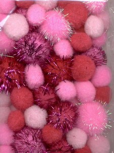 H&CFun 12233-3304 Mix Pompon set Roze/glitter 50stuks