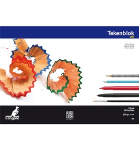 Kangaro K-5592 Tekenblok A3/20vel/200grams Wit papier