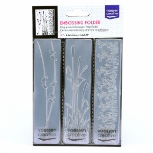 Vaessen Creative 100606-011 Embossing folder, set van 3 gras/bloemen randen