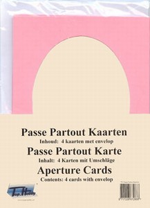 TP-001-Passepartout kaarten Roze ovaal 4 stuks