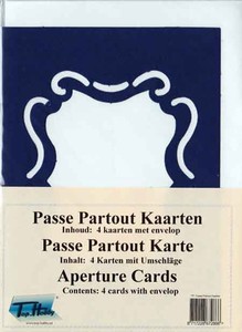 TP-003-Passepartout kaarten Blauw,  Victoriaans 4 stuks