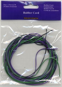 10832-1502 H&C Fun Rubber Cord zwart, paars, groen