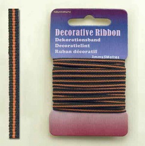 H&C Fun 12101-0116-Decorative Ribbon-lint 3mm Multi Orange