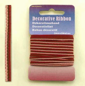 H&C Fun 12101-0122-Decorative Ribbon-lint 3mm Multi Red