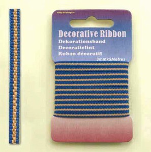 H&C Fun 12101-0123-Decorative Ribbon-lint 3mm MultiJeans