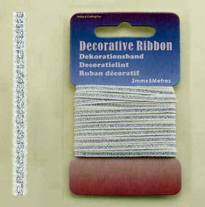 H&C Fun 12101-0125-Decorative Ribbon-lint 3mm Silver