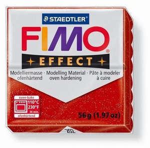 Fimo Soft 8020-202 effect glitter Rood