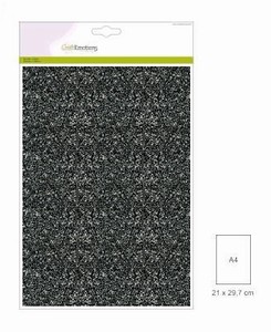 Glitterpapier 5vel/A4/120grams CE001290/0170 Zwart