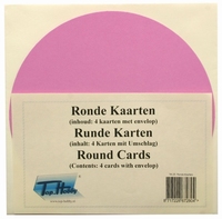 Ronde kaarten TK-10-17 set 4 kaarten + env. Rose/Pink