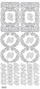 Stickervel 1096-1 Peel-off Kransen met cijfers 50 jaar Goud