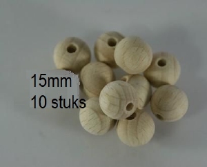 Houten kralen CE810100/0015 naturel beuken 15mm/10stuks