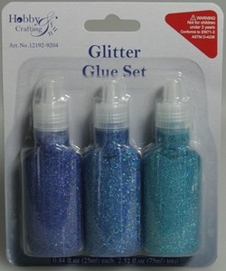 Glitter Glue,glitterlijm H&CFun 12192-9204 Caribean blauw