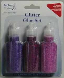 Glitter Glue,glitterlijm H&CFun 12192-9207 Paars ass.