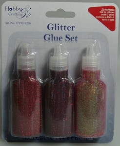 Glitter Glue,glitterlijm H&CFun 12192-9206 Rood ass.