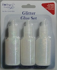 Glitter Glue,glitterlijm H&CFun 12192-9201 Wit/Parelmoer ass