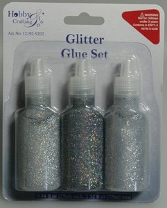 Glitter Glue,glitterlijm H&CFun 12192-9202 Zilver ass.