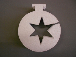 Styropor snijvorm dikte 2cm: Kerstbal met ster uitsnede
