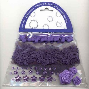 H&C Fun 12249-4904 Flowers & Pompons Embellishments Purple