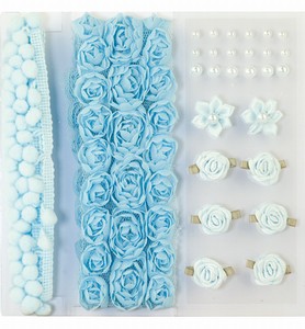 H&C Fun 12214-1404 Pompoms & Flowers Embellishments Blue