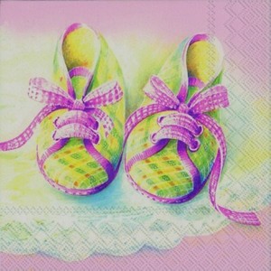 Ihr servet (pak 20stuks) L 71150 ) Baby shoes roze