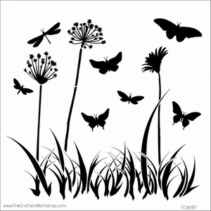 Stencil TCW312 template Butterfly Meadow art 3603-017