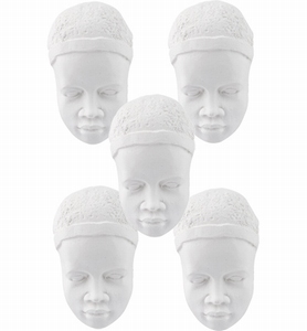 Powertex 0179 Masai gezichtjes Caras, set van 5 stuks