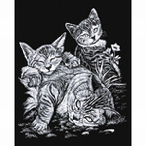 R&L Krasfolie pakket SILF13 groot Tabby Cat&Kittens(zilver)