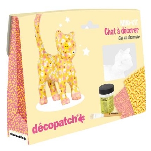 Decopatch pakket Mini KIT012O Poes ca.11cm (geel)