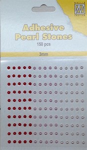 Nellie's Adhesive Pearl Stones 3mm APS301 Rood-Roze