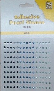 Nellie's Adhesive Pearl Stones 3mm APS303 Blauw-Aqua