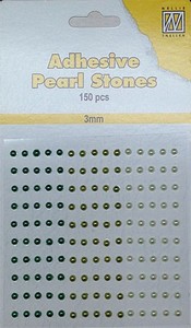 Nellie's Adhesive Pearl Stones 3mm APS302 Groen