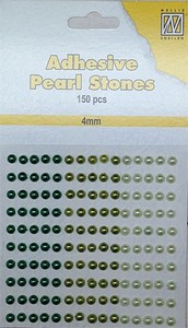 Nellie's Adhesive Pearl Stones 4mm APS402 Groen