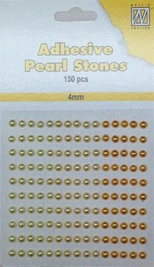 Nellie's Adhesive Pearl Stones 4mm APS404 Geel