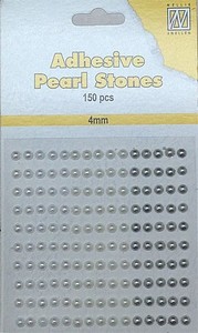 Nellie's Adhesive Pearl Stones 4mm APS407 Wit-Ivoor-Zilver