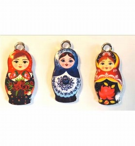 H&CFun 12424-2421 Metal Charms Russian Dolls 3 stuks