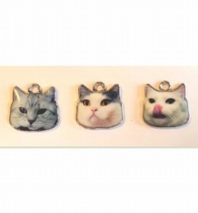 H&CFun 12424-2412 Metal Charms Cats wit/grijs 3 stuks