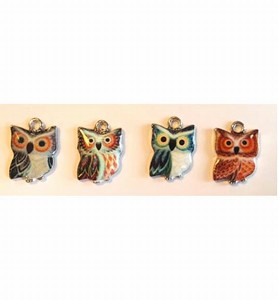 H&CFun 12424-2403 Metal Charms Mini Owls 4stuks