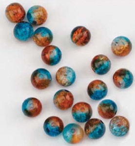 H&CFun 10805-8023 Glass beads 8mm Sparkle Blauw/Oranje