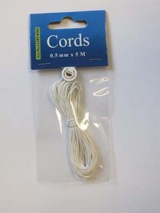 H&C Fun 12282-8201 Waxed Cotton Cord 0,5mm  White