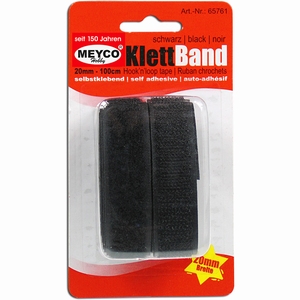 Meyco 65761 Klittenband zwart zelfklevend 20mm/1meter