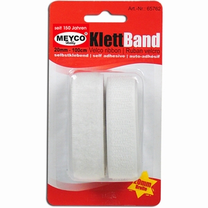 Meyco 65762 Klittenband wit, zelfklevend 20mm/1meter