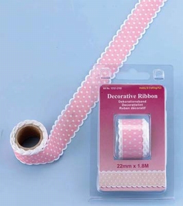H&C Fun 12121-2102 Decorative ribbon Roze met witte dots