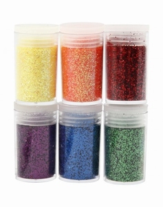 DECO 28589 Glitter pots 6x5gram, 6 kleuren